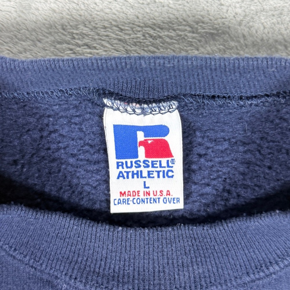 Vintage Russell Athletic Mens Large Sweatshirt Transylvania Navy Blue USA Made - Picture 4 of 10